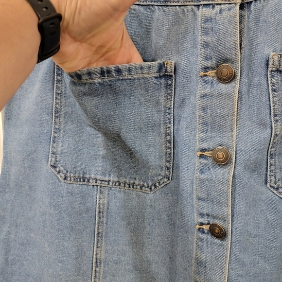 Forever 21 Light Wash Denim Mini Skirt Button Front Size 18 - Picture 2 of 12